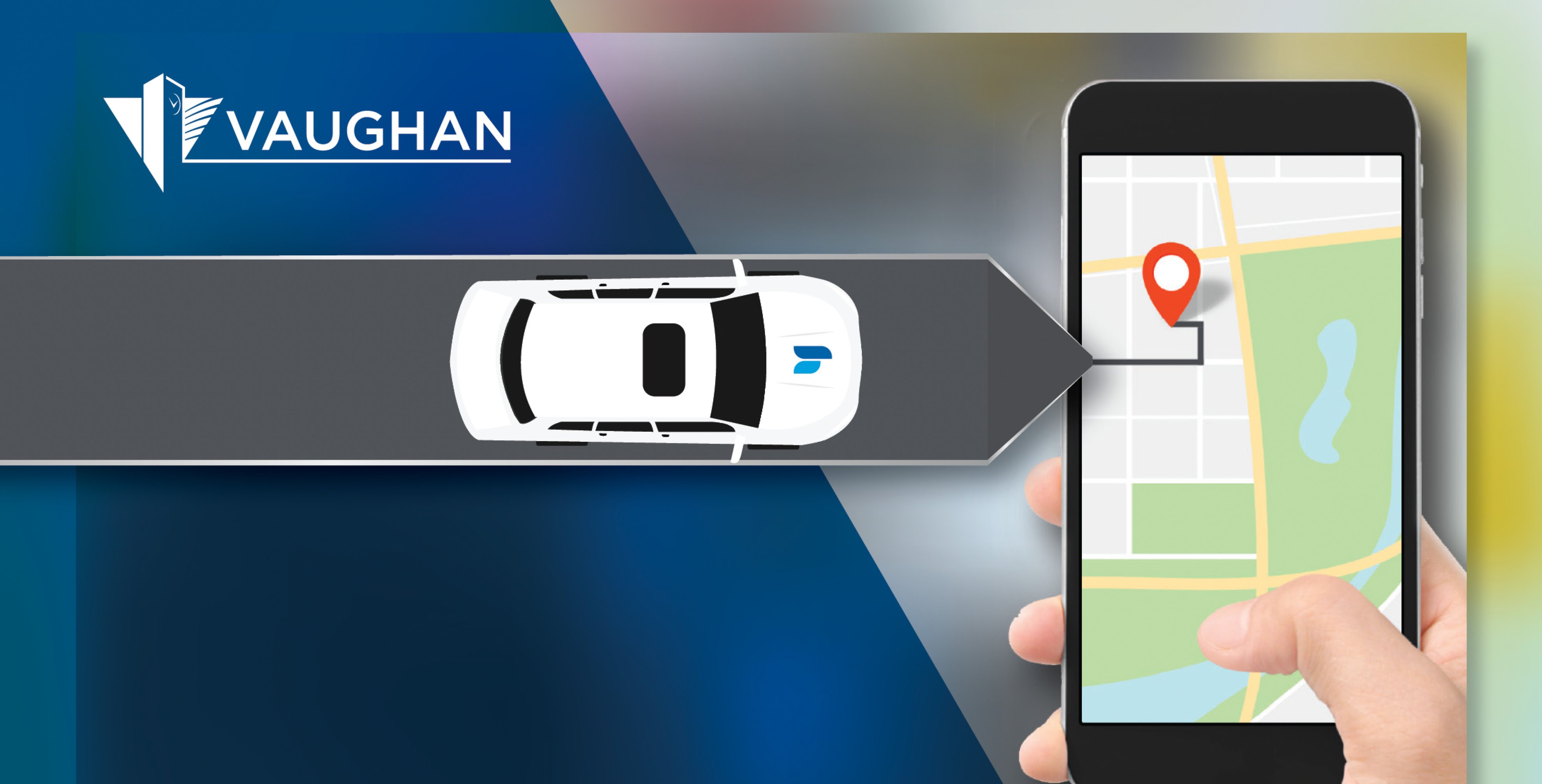 Banner image of a car and a smartphone showing an app, with City of Vaughan logo.